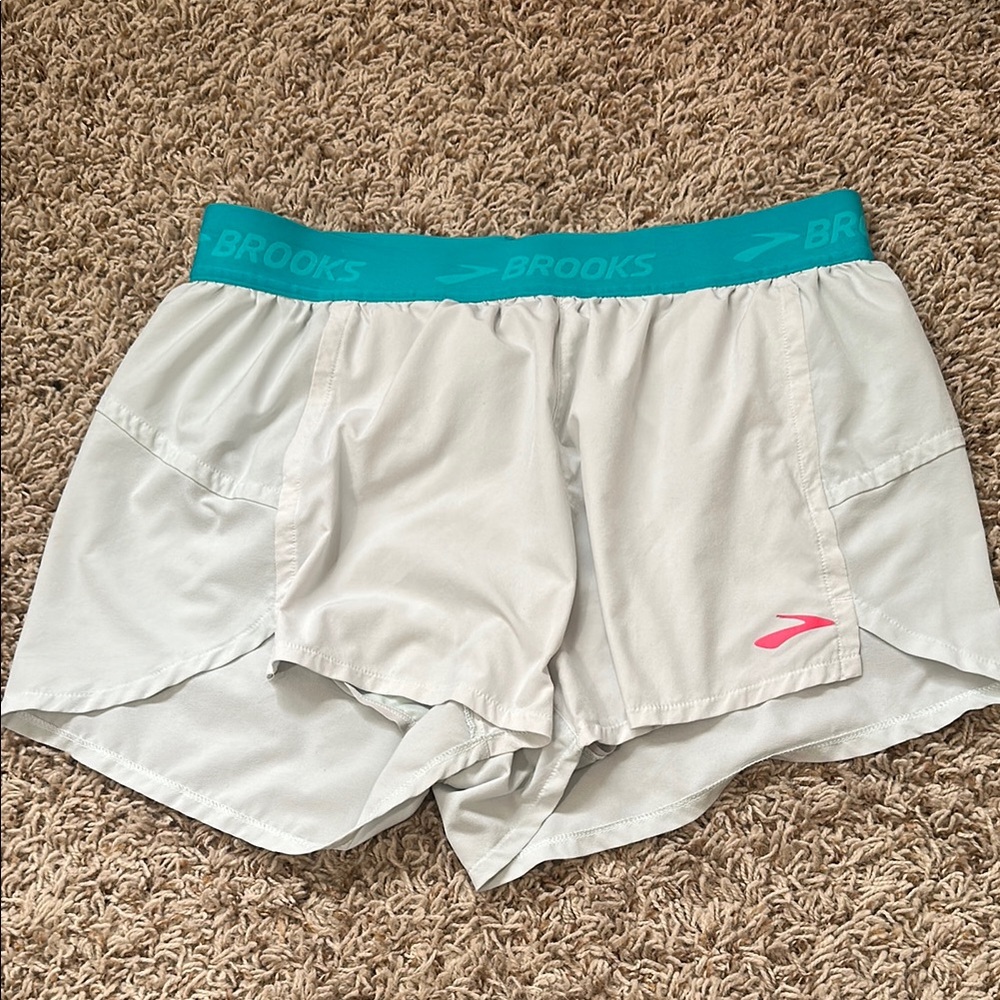 Brooks Running Shorts with Teal Waistband